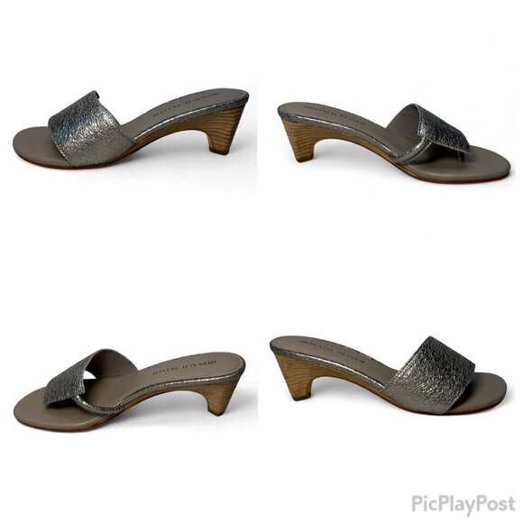 DONALD PLINER Vimm Pebbled Slip-on Mid Heel, Metallic Light Taupe, Sz 7, NEW - Picture 10 of 12